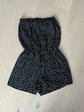 Strapless Black Polka Dot Mini Romper